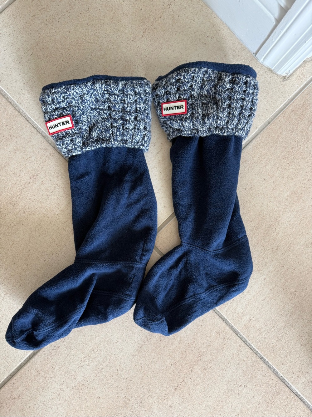 Cable cuff tall boot socks